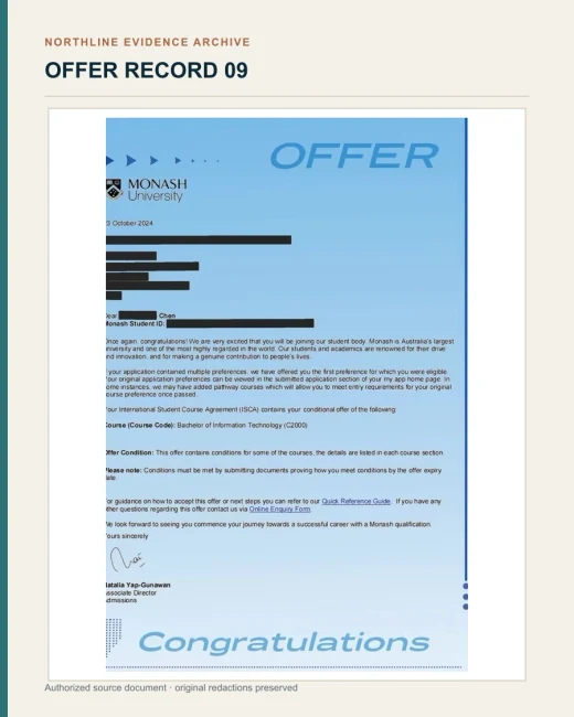 蒙纳士大学信息技术学士 Offer（一）授权展示文书图证