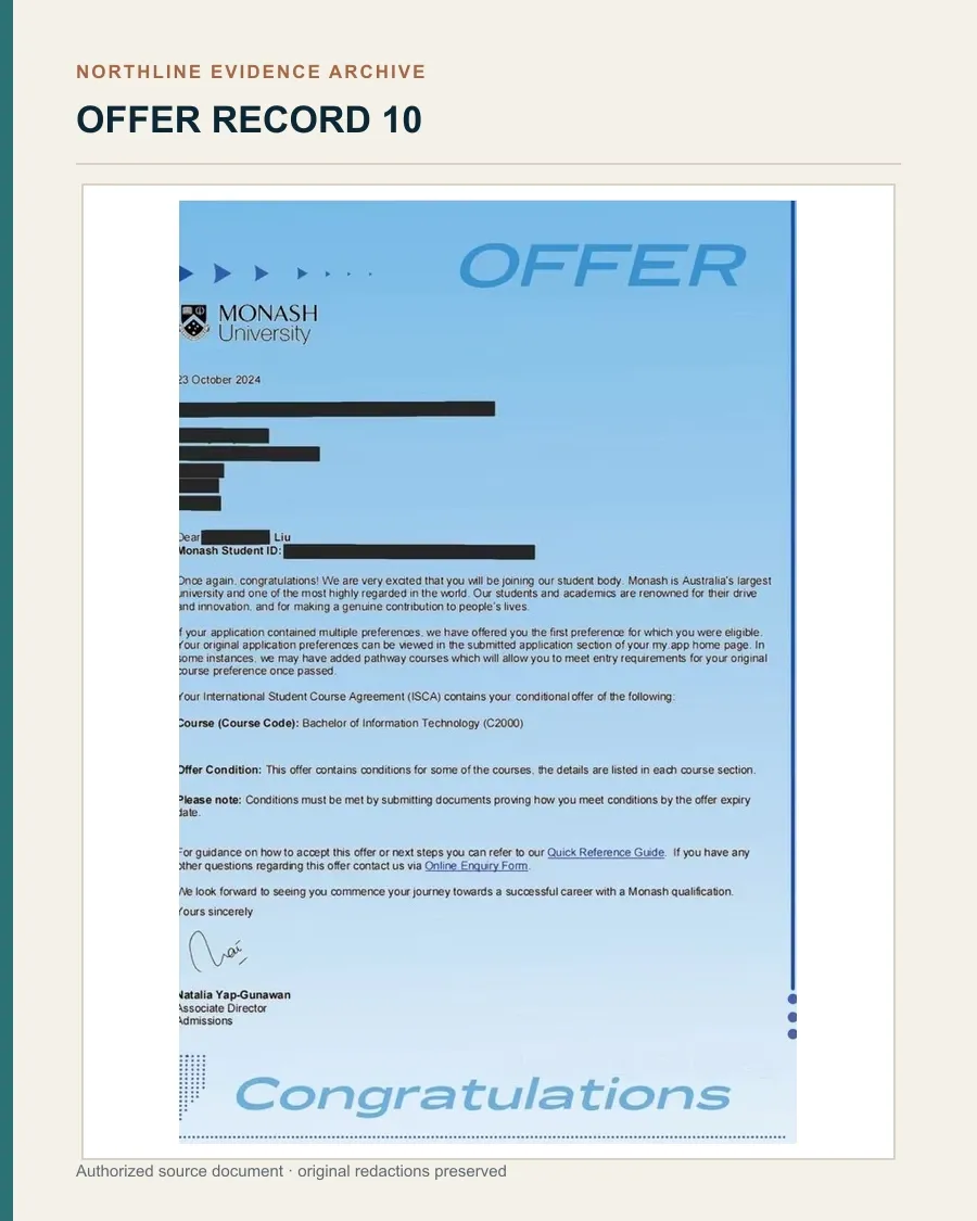 蒙纳士大学信息技术学士 Offer(二)授权展示文书图证