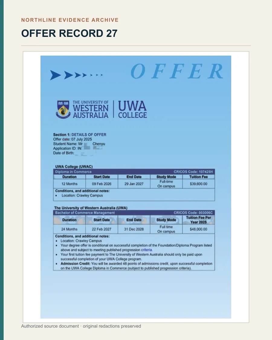 西澳大学商科管理方向衔接课程打包录取授权展示文书图证