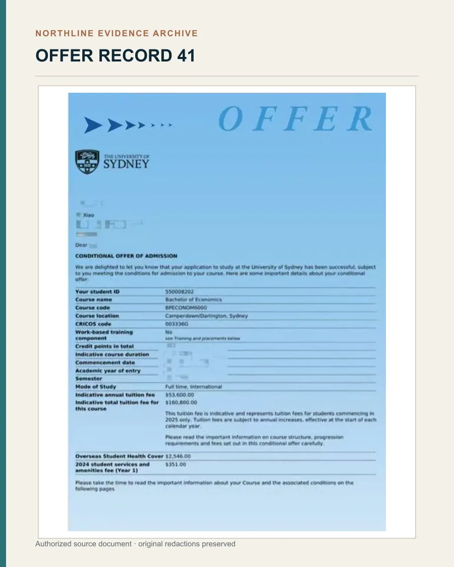 悉尼大学经济学学士 Offer授权展示文书图证