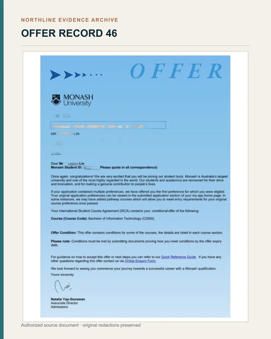 蒙纳士大学信息技术学士 Offer(五)授权展示文书图证