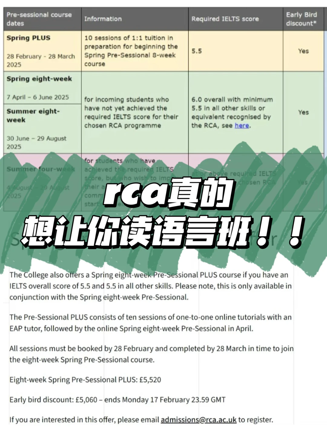 雅思不够也能上语言班‼️这个rca我读定了 · 内容配图 1