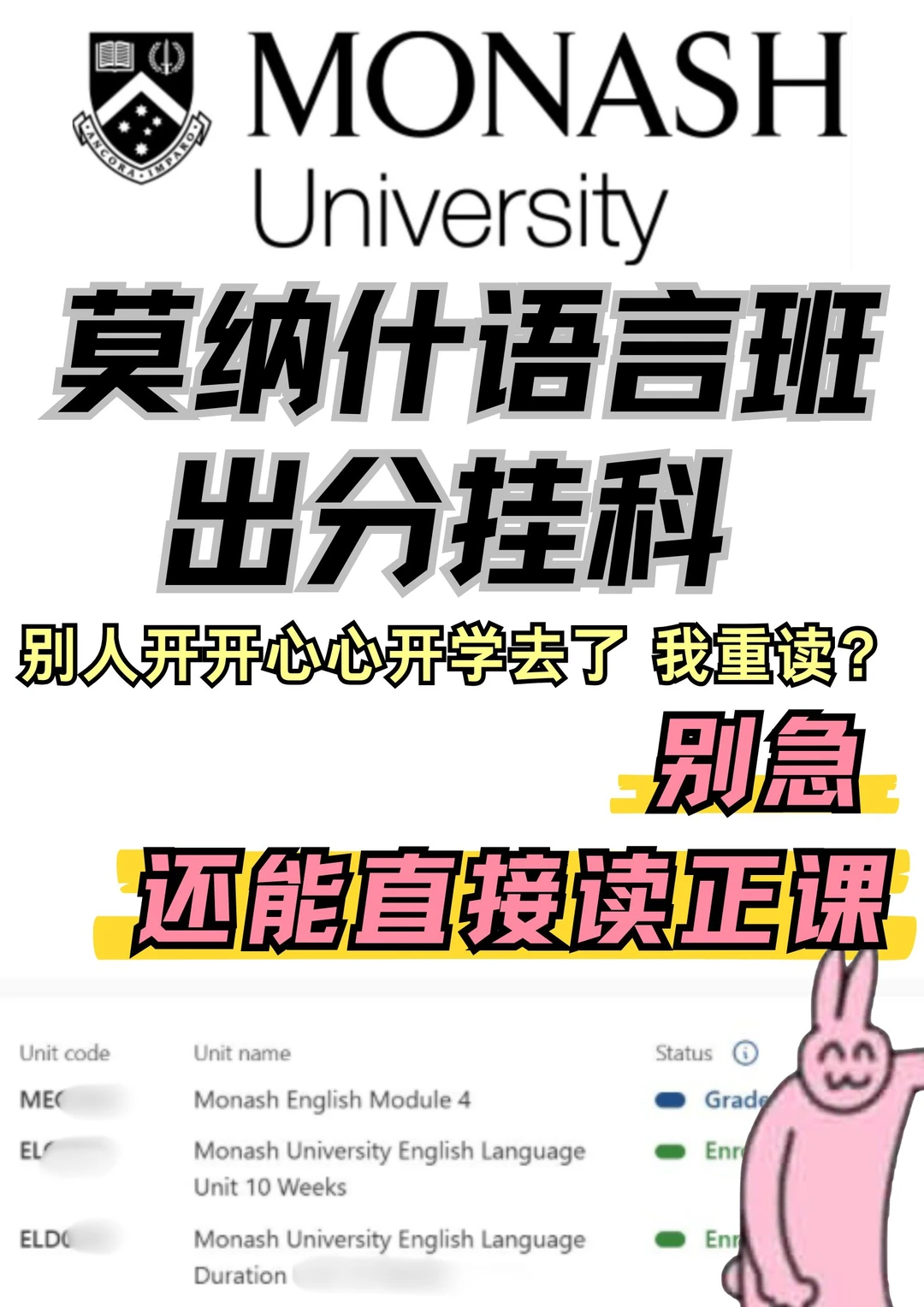 别不信，莫纳什语言班挂了真的还能读正课！ · 内容配图 2
