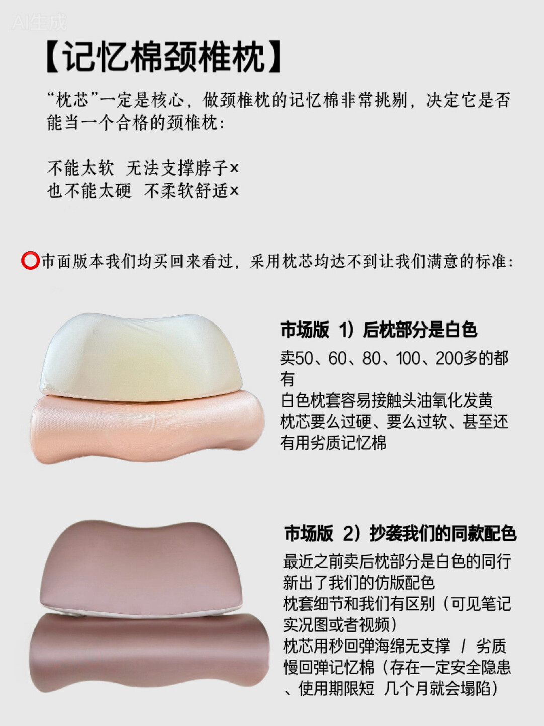 【枕梦蝶生】真“慢回弹”悬浮云朵颈椎支撑记忆枕 反弓护颈体态 · 山岚灰（舒适）现货 · 内容配图 4