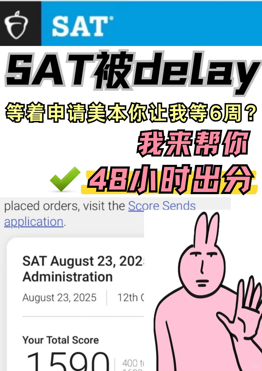 SAT又遭delay?6周出分申请凉透!速救🆘 · 封面