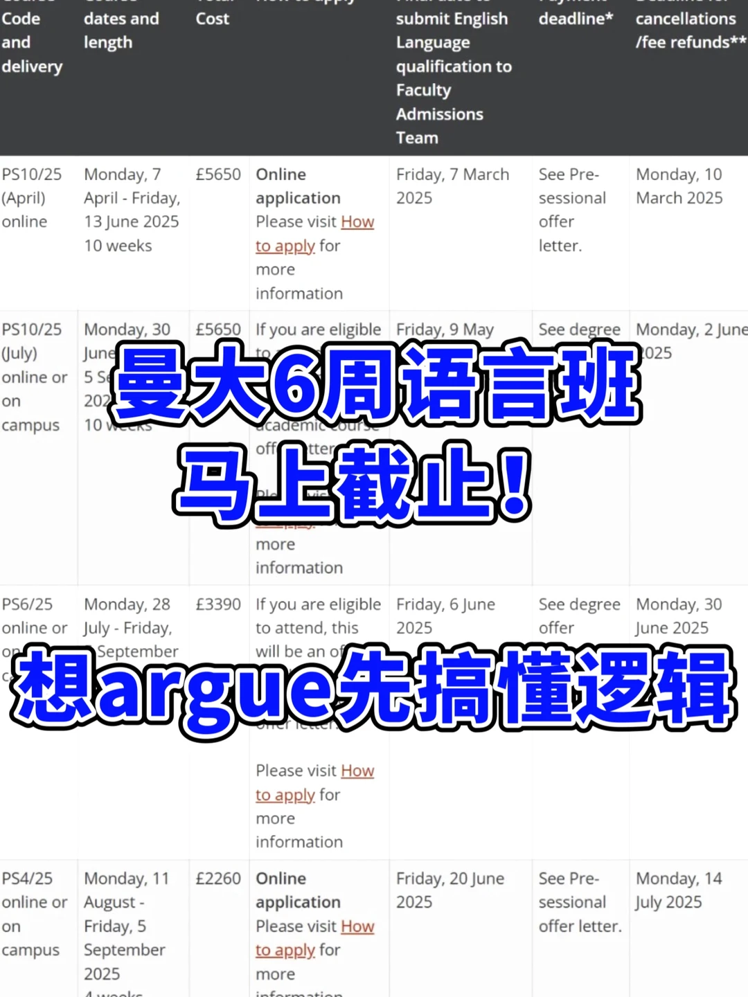 曼大6周语言班 6.6号截止！雅思不够快argue · 内容配图 2