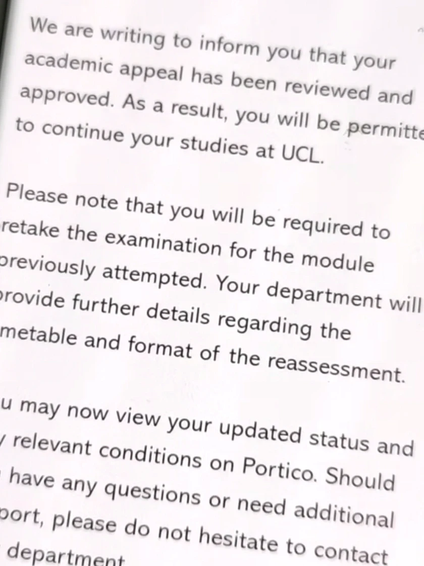 UCL工学院补考后最怕二次appeal · 内容配图 2