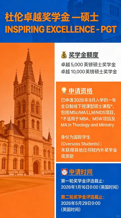 杜伦5000镑奖学金别卡ddl提交！早申请已拿奖 · 封面