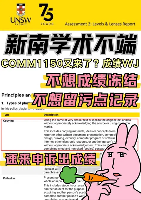 新南COMM1150又出事！速救WJ标记影响毕业签证💥 · 封面