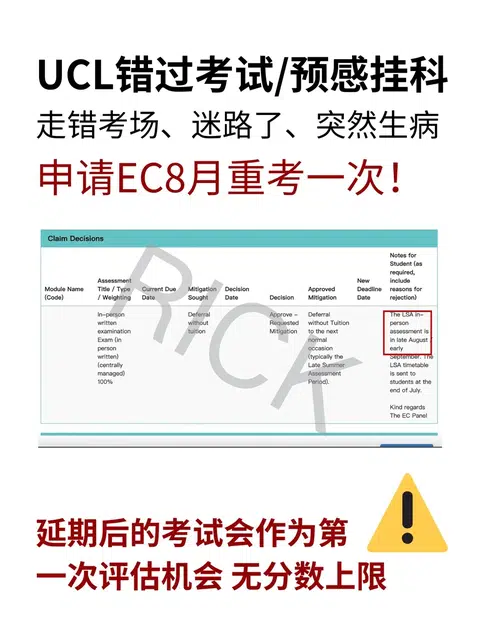 UCL考试睡过头、走错考场、感觉会挂咋办？ · 内容配图 1
