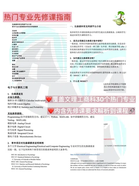 请推送！适合所有人的热门专业先修课指南👇 · 内容配图 1