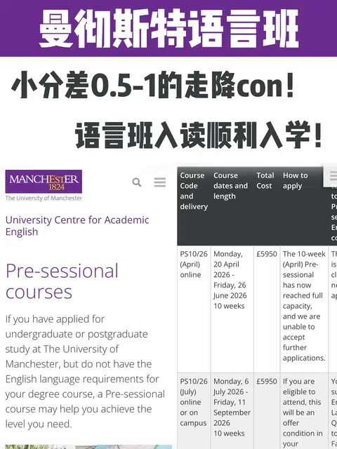 曼大语言班小分卡0.5-1？直接降con顺利入读！ · 封面