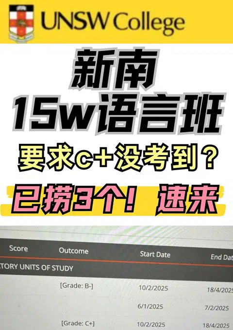 新南15周语言班要求c+没考到！我正在捞 · 封面